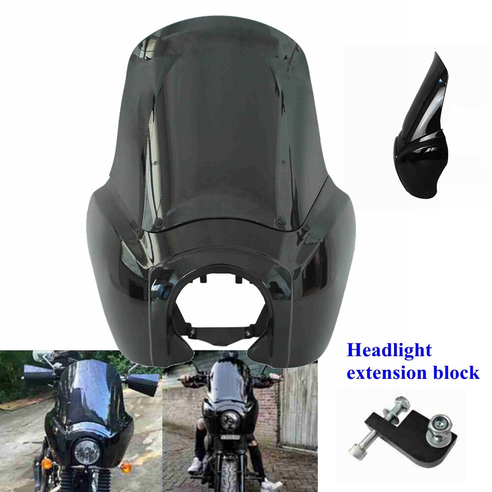 Gloss Black 15"" Windshield Headlight Fairing For Harley Dyna Wide Glide T-sport