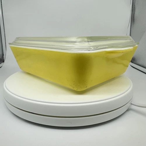Vintage Pyrex Primary Color yellow fridge 503 Refrigerator Dishes & Lids