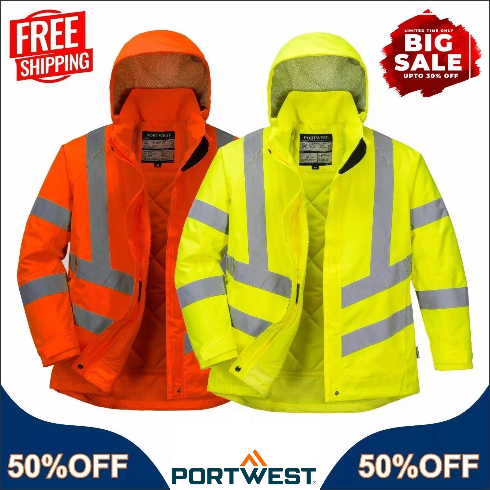Hi-Vis Women's Winter JacketWaterproof Hooded Jacket Winter Safety Workwear LW74