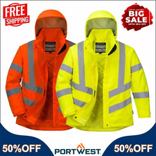 Hi-Vis Women's Winter JacketWaterproof Hooded Jacket Winter Safety Workwear LW74