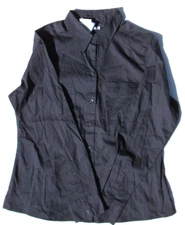 Dockers Womens Navy Blue Cotton Long Sleeve Collared Button Down Shirt Sz:LG NWT