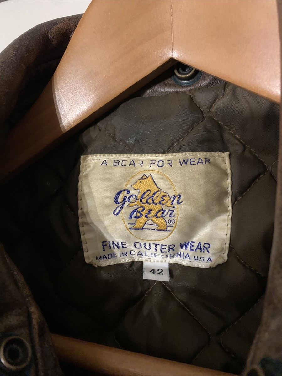 VINTAGE GOLDEN BEAR LEATHER BOMBER JACKET Size 42 | eBay VINTAGE GOLDEN BEAR LEATHER BOMBER JACKET Size 42 | eBay