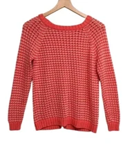 Olive And Oak Sweater Womens Size Medium Peach Open Knit Pullover Casual 