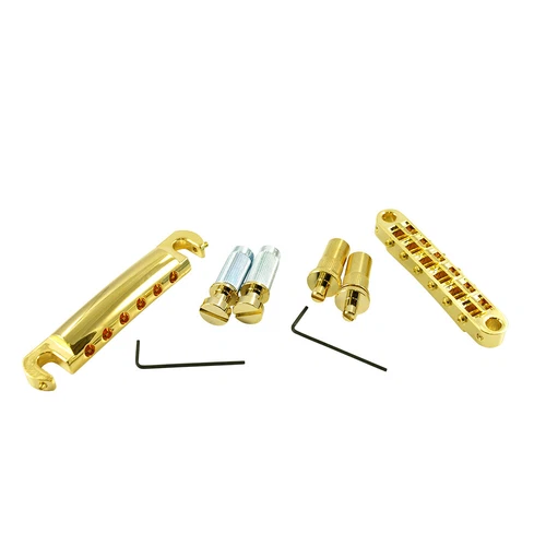 TonePros Metric Tune-O-Matic/Tailpiece Set Metric Posts/Notched Saddles Gold