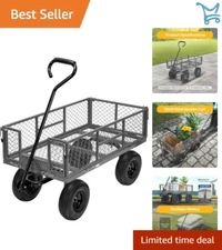 Heavy Duty Steel Garden Cart 880Lbs Capacity Folding Utility Wagon with Remov...