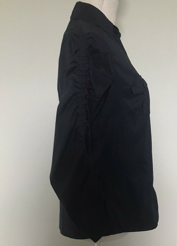 Ann Taylor Loft Top Blouse Womens Size Medium Blue Quarter Tie Sleeves Shirt - Picture 2 of 8