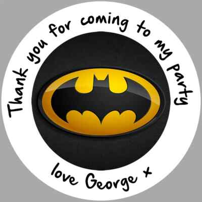 Personalisierte Batman Geburtstag Aufkleber für Partytüten Kinder Namensetiketten Alter