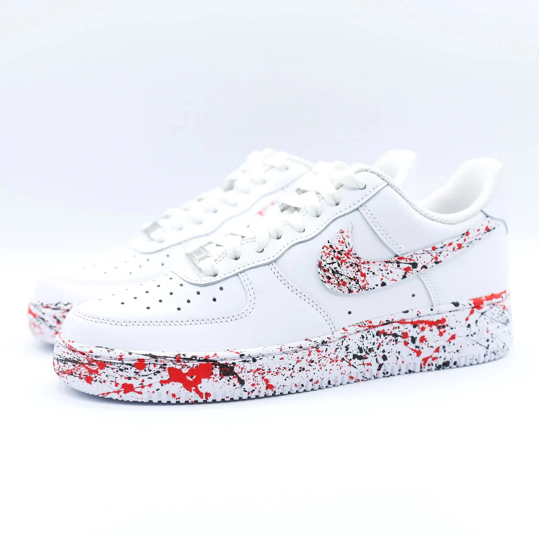 Nike Custom Sneakers Air Force 1 Blood Drip Splatter Red Black White Shoes Mens