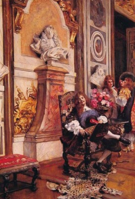 Oil Francois Flameng-Moliere Demanding an Audience with King Louis XIV at Versai