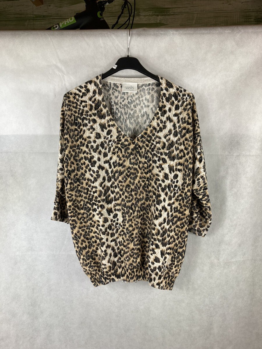 Women/ ladies Wallis V neck Lightweight jumper leopard print Small