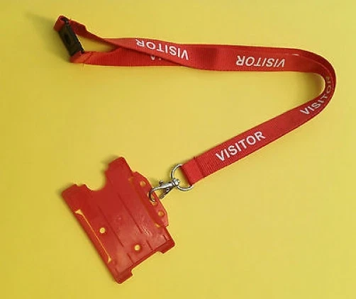 Cordón rojo cuello de visitante identificación con foto pase llave tarjeta de identidad seguridad