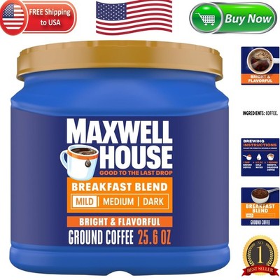 Breakfast Blend Ground Coffee - 25.6 oz Canister for Refreshing Moments