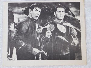 Vintage 1960s Star Trek Spock Captain Pike TV Publicity Press Photo Poster 10x8