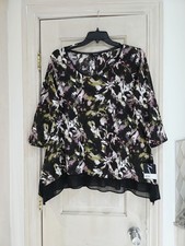 New Simply Vera Multicolor  Floral Top Plus 1X  Chiffon Hem Asymmetrical 