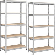 Sturdy Metal Storage Racking - Adjustable 5-Tier Shelves, Set of 2, 875kg Load