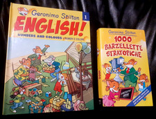 2 LIBRI GERONIMO STILTON: ENGLISH 1 - NUMBERS AND COLOURS, 1000 BARZELLETTE STRA