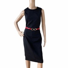 D&G Dolce & Gabbana Black Sheath Dress IT 42 US 6 Stretch Velvet Trim NWT