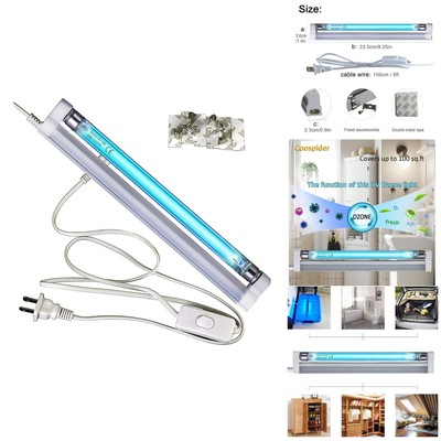 Versatile UVC Lamp 185nm/253.7nm with Push Button Control - 8000 Hours Life