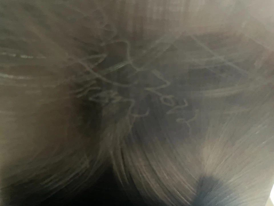 Escultura artística de metal grande Jon Allen abstracta plateada triple círculos firmada 2012 Foto 4 de 4