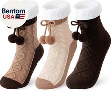 3 Pairs Women Slipper Socks Non Slip Fuzzy Grips Fluffy Socks Winter Warm Thick