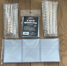 Baseball Card Protectors and Stands (18 hard and 100 soft card guards, 2 stands)