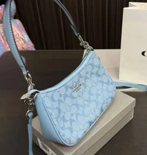 CH139 Coach Light Blue Teri Shoulder Bag Signature Chambray Outlet Products NWT