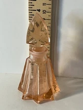 Pink Molded Glass Starburst Perfume Bottle Arrow Shaped Stopper