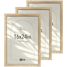 VCK 16x24 Poster Frame Set of 3, Natural Solid Wood Picture Frame with Exclus...