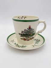 Vtg Spode Christmas Tree Pointed Handle S 3324 Tea Cup Mug  Saucer Antique