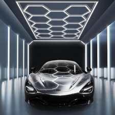 Hexagon Garage Light, Ceiling Car Detailing Shop, Durable Design 14 Grids