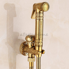 Luxury Gold Toilet Handheld Shower Bidet Shattaf Cleaning Spray Brass Faucet NEW