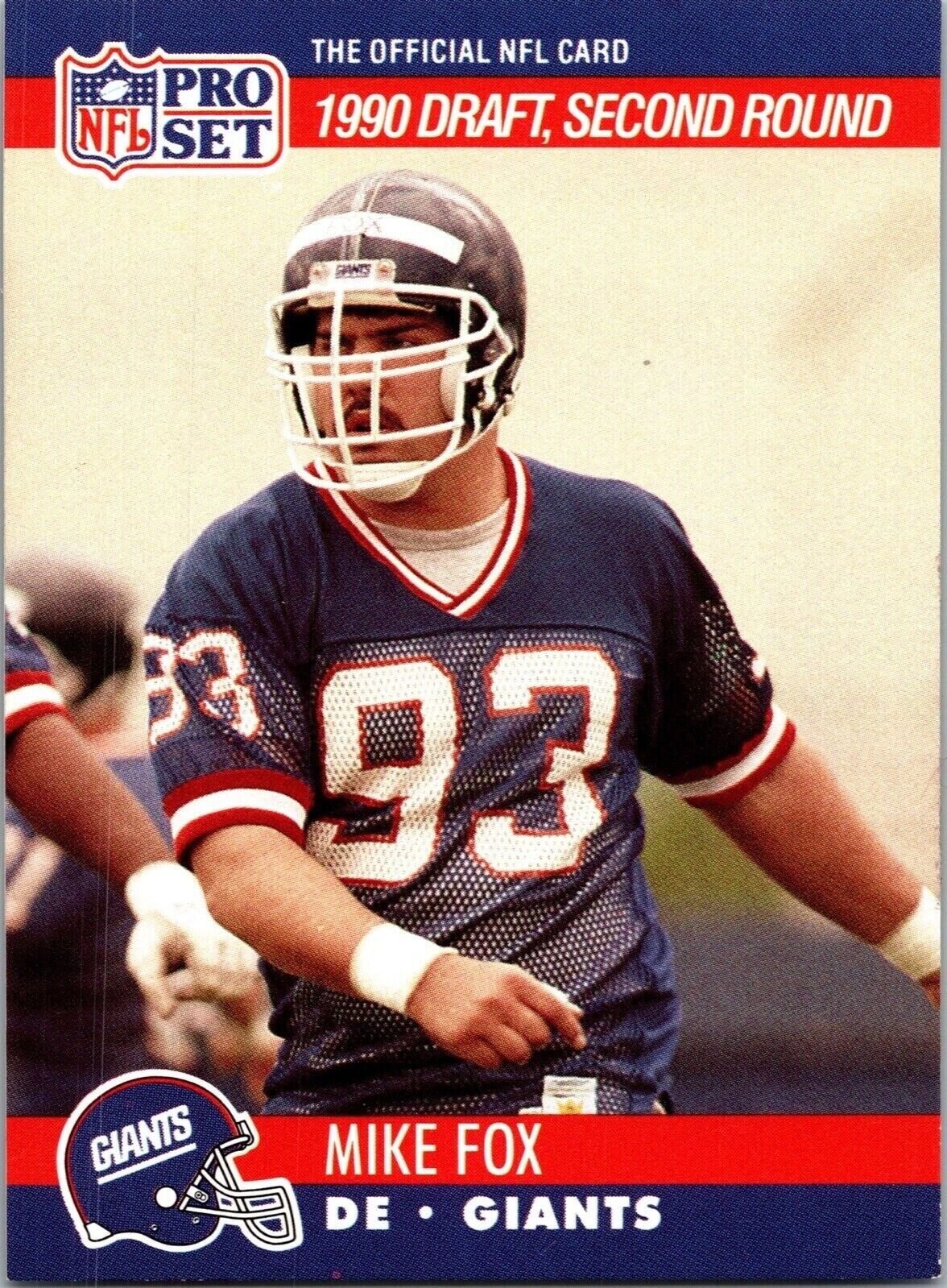 1990 Mike Fox 93 Giants 720 National Football League Sports Trading Card TC