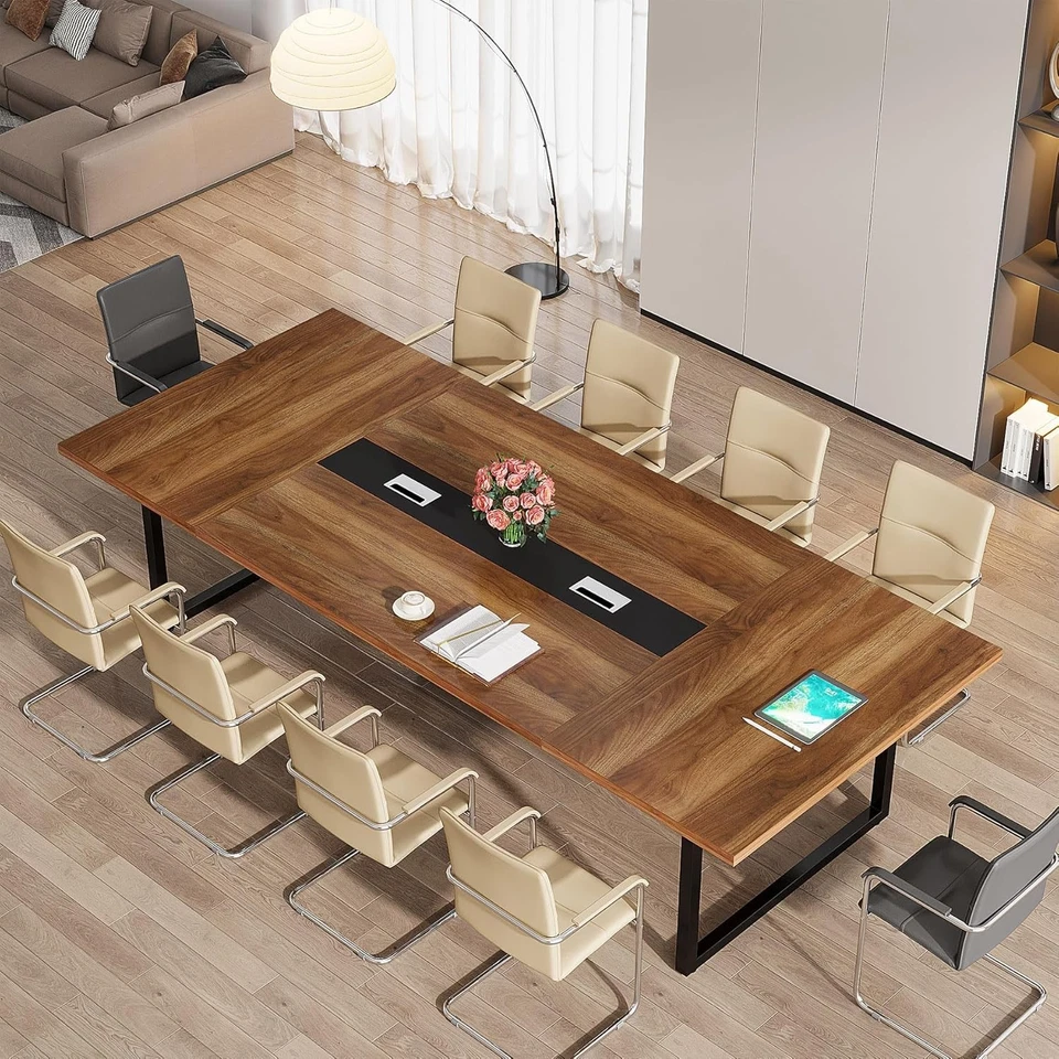 8FT Large Conference Table, 94.49Lx 47.24W x 29.53H Inches Meeting Podcast Table - Image 3 of 4