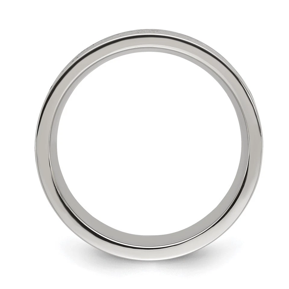 Titanium with Wood, Meteorite and Red Stone Inlay 8mm Band Men's Ring Size 13 - Image 2 of 4