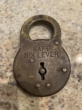 Vintage Safe Six Lever Padlock, Made In USA, No Key