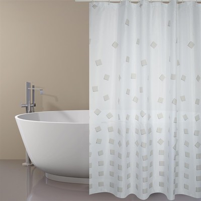 MSV Duschvorhang 180x200cm Anti Schimmel Textil Badewannenvorhang Beige Weiß