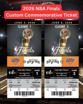 2026 NBA Finals *CUSTOMIZED* Commemorative Souvenir Ticket - Knicks vs Spurs