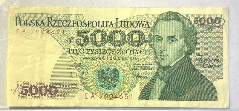 1988 Poland 5000 Zlotych Banknote Combine Shipping