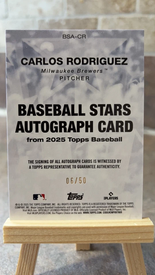 2025 Topps Series 1 - Baseball Stars Autographs Gold #BSA-CR Carlos Rodriguez... - Image 2 of 2