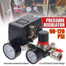 1/4" NPT Air Compressor Pressure Switch Assembly 90-120PSI Regulator Dual Gauges