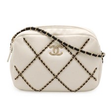 Chanel Coco Mark Lambskin Shoulder Bag Women White One Size