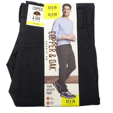 Copper and Oak Supply Co Utility Pants Men 32x29 Black Straight Fit Tech
