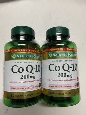 2 x Nature's Bounty Co Q-10 200 mg 80 Softgels Exp 05/2027