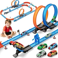 Slot Car Race Track Set Electric Powered Race Track Dual Racing Car Track Set