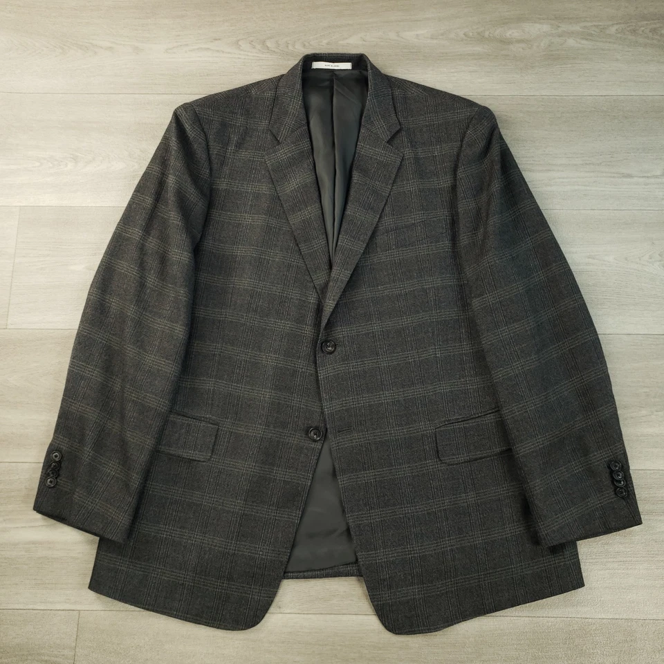John W Nordstrom Sport Coat Men's 46R* Slim Silk & Wool Windowpane Plaid 2 Btn - Image 2 of 4