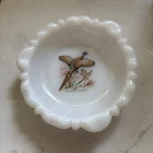 Vintage  Milk Glass RING NECKED PHEASANT Ashtray