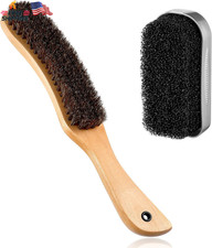 2 Pack Horsehair Felt Hat Brush Kit Lint Cleaner Wooden
