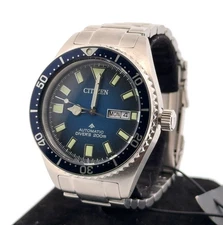 41mm Citizen Promaster Diver Stainless Automatic Day/Date Wristwatch NY0129-58L