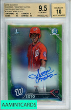2016 BOWMAN CHROME PROSPECT AUTOS JUAN SOTO #CPAJS GREEN BGS 9.5 AUTO 10