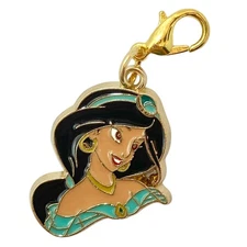 Vtg Disney Princess Jasmine Aladdin Clip On Charm Zipper Pull Bag Purse Signed